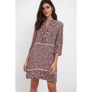Reiss Anush Red Black White Abstract Print Dress Vintage Look Women’s | Size 4